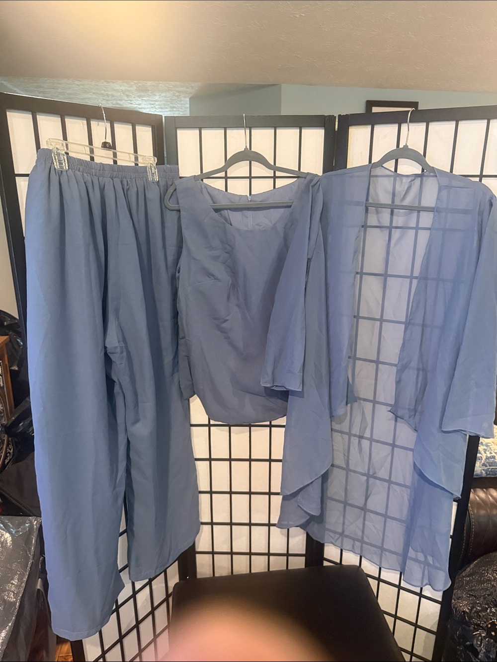 3-Piece Women's Lounge Pajama Set in Dusty Blue